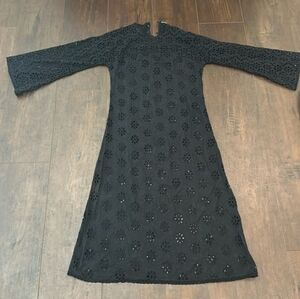 DOEN Francoise Dress Black Eyelet Floral Cotton Midi Maxi